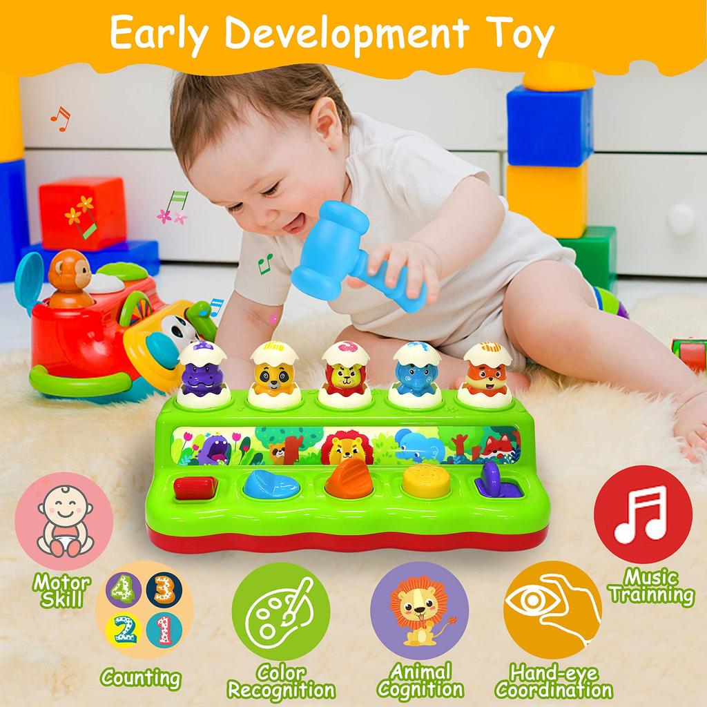Whack A Mole Toy for Baby Pop Up Animals Interactive Musical Educational Game Early Learning Toy Gift