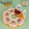 Colorful 7-Day Round Travel Pill Box with 7 Compartments - Weekly Medicine Dispenser