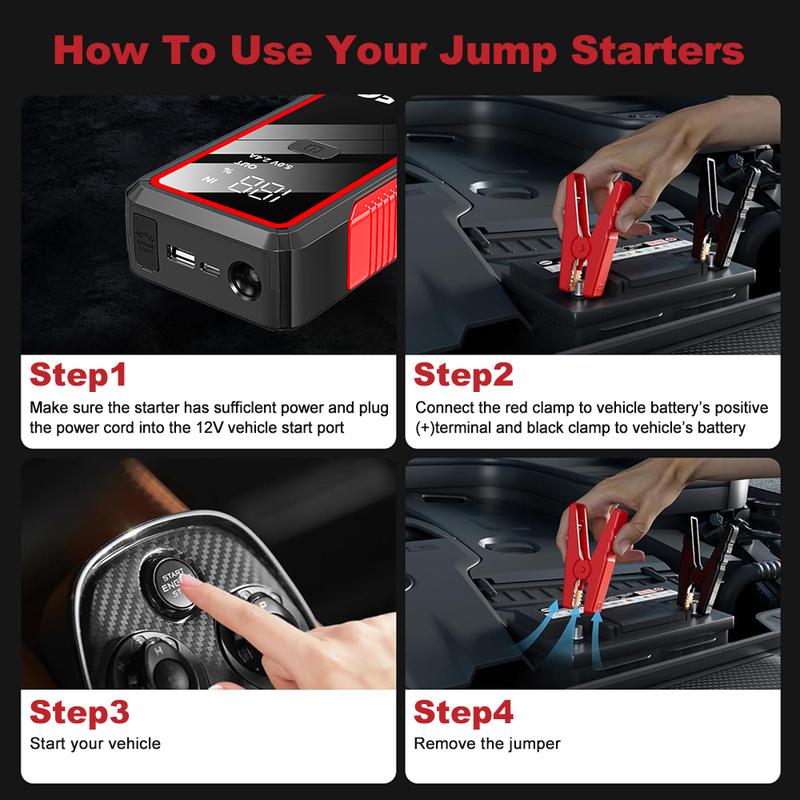 EAFC Jump Starter Power Bank 12V Booster for Car Start 2000A 1000A Battery Quick Charger Portable Auto Starting Device Powerbank