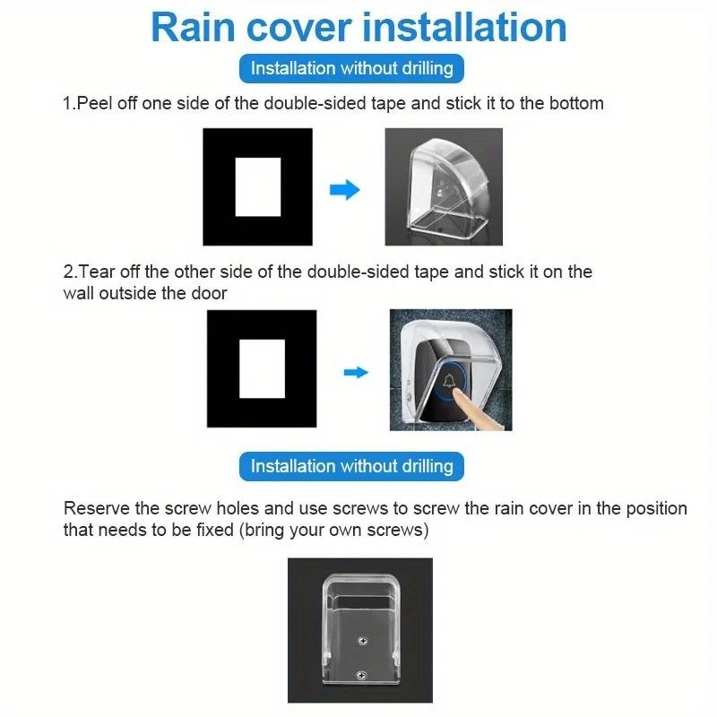 1Pc Wireless Doorbell Cover Outdoor Waterproof Call Cover Transparent Door Protector Dustproof Ring Bell Button Rain Cover