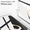For iPhone 15 Plus Pattern Printed Phone Back Case Tempered Glass+PC+TPU Hybrid Shell Cover