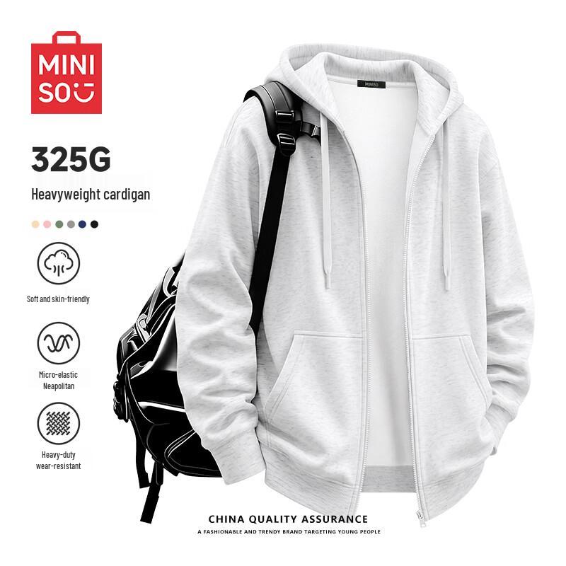 MINISO Heavyweight Hooded Zip-Up Cardigan Sweatshirt