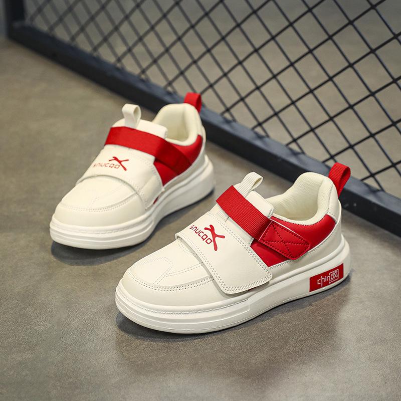 2025 Men's & Kids' Trendy Sports Shoes: Breathable Velcro White Shoes for Autumn