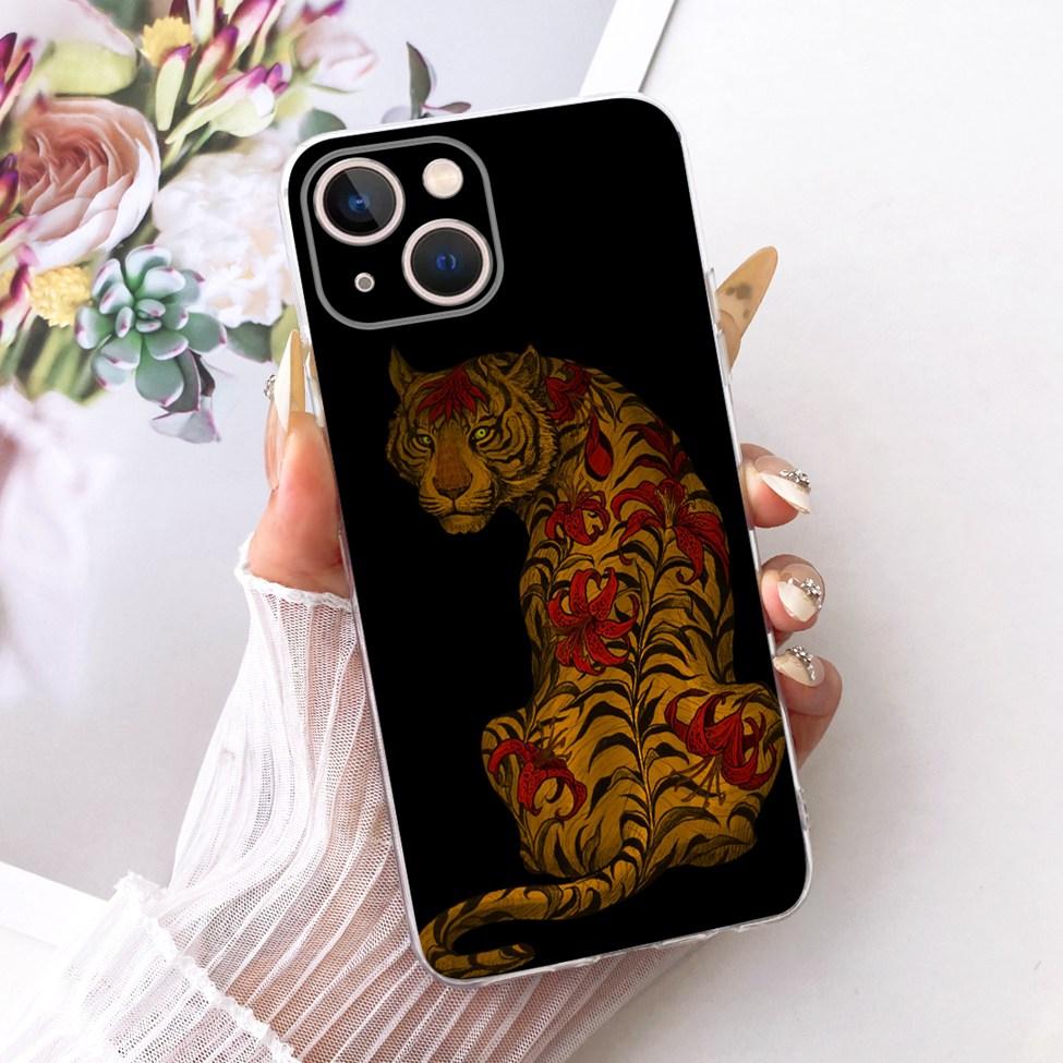 Transparent For iPhone 13 Case Cover Cute Cat Fashion Butterfly Funny Painted Casing A2633 A2482 A2631 A2634 A2635