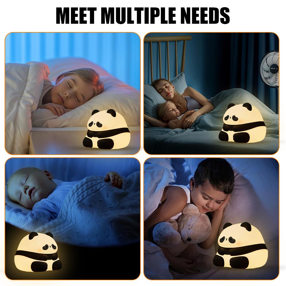 LED Night Light Cute Panda Cartoon Animals Silicone Lamp USB Rechargeable Timing Sleeping Lamp Bedroom Decoration for Children