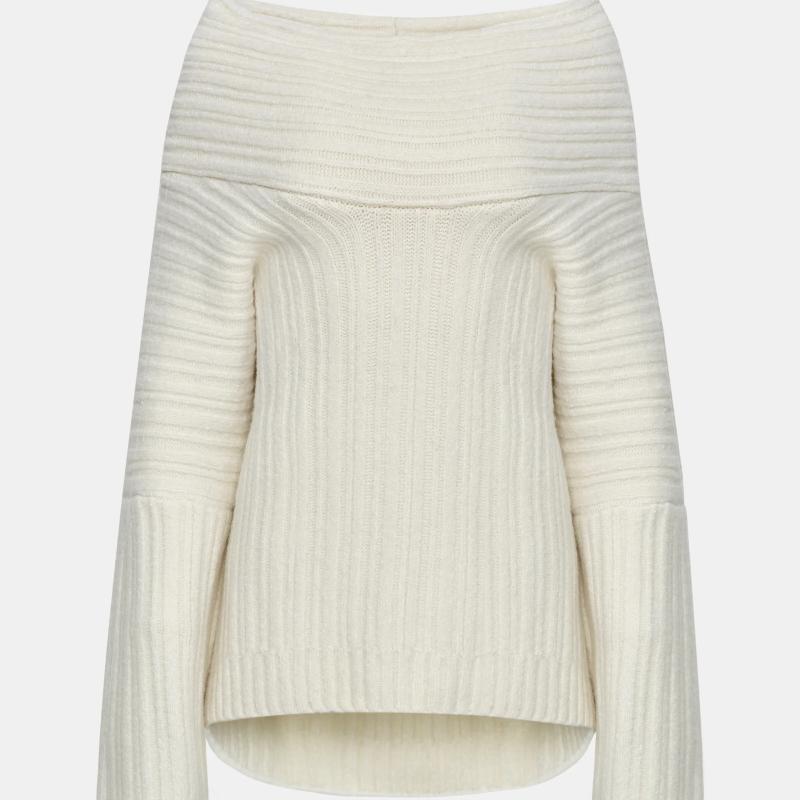 

Женская мода с открытыми плечами, однотонный пуловер с удлиненными рукавами, ультрамягкий женский вязаный свитер, шикарная осенняя уличная одежда One Size