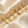 6-Piece Elegant Stainless Steel Zircon Leaf Ring Set for Women