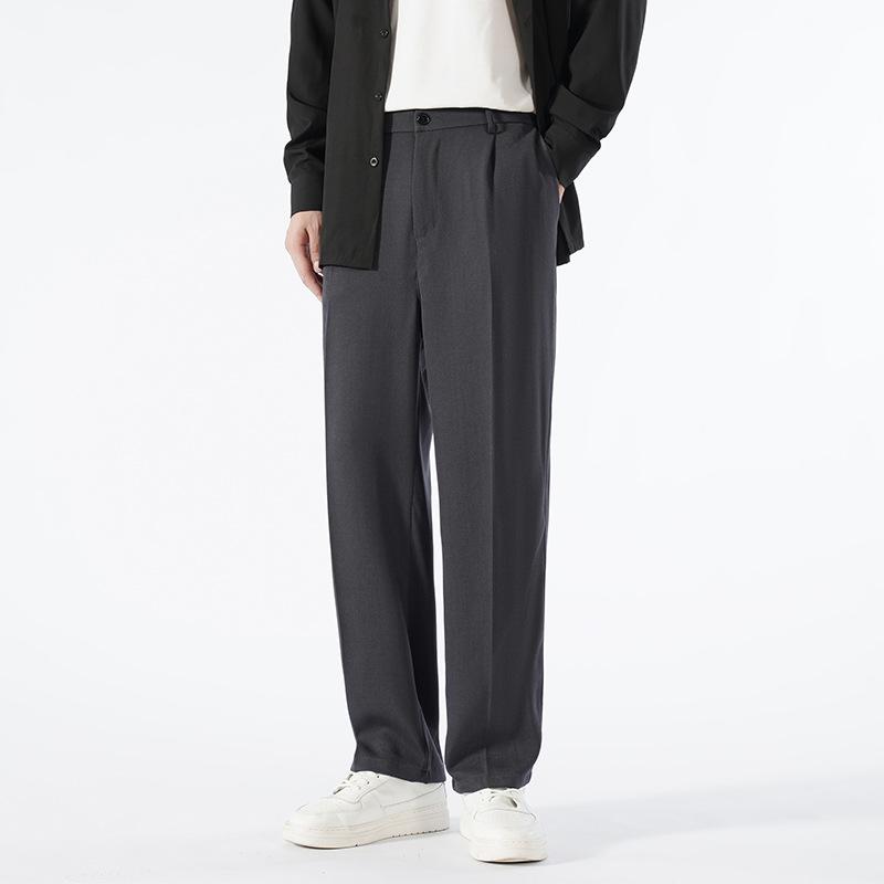 

Мужские брюки весна и осень новые широкие драпирующиеся универсальные свободные мальчиковые повседневные брюки однотонные прямые брюки мужские 4XL