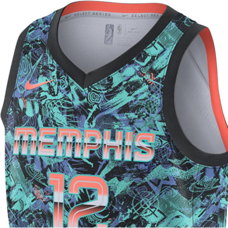 Nike Koszulka koszykarska retro NBA Grizzlies Morant #12 Męska Góra Zielona DD3771-450