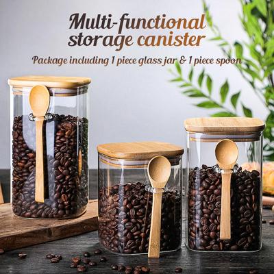 Contenitori Ermetici per Conservazione Alimenti Barattoli Vaso in Vetro con Coperchio Contenitore Sigillato Lattine Zucchero Tè Caffè Bottiglia Condimento Cucina