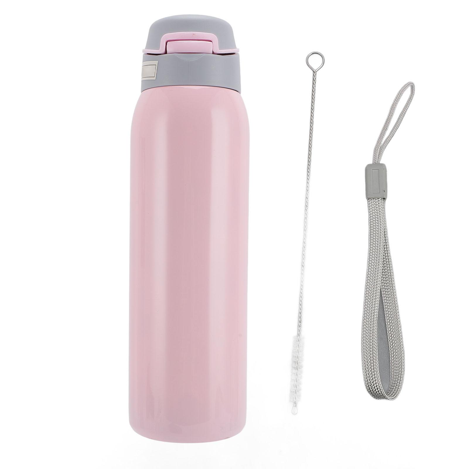 

Insulated Stainless Steel Water Bottle with Gravity Ball Straw Vacuum Insulated Bottle for Elderly рожевий
