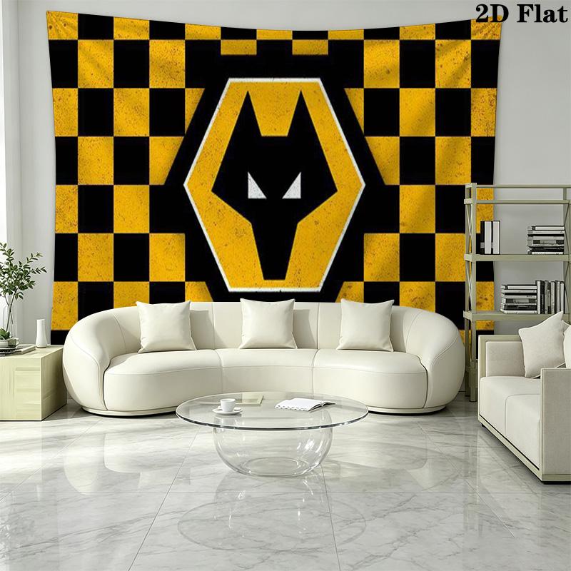 Wolverhampton Wanderers Wandteppich Ästhetisches Wandbehang Gedruckter Stoffdecke Dekorative Wandteppiche für Schlafzimmer Wohnzimmer Heimdekoration