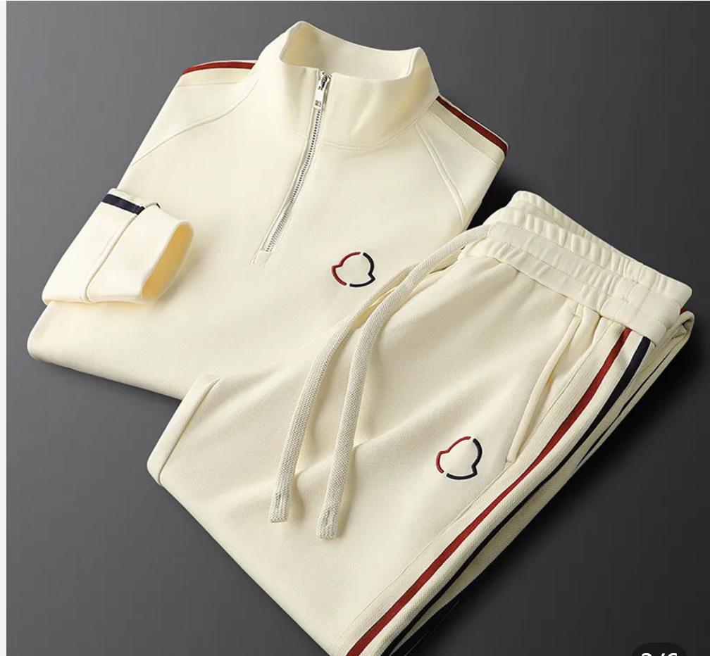 Unisex Side-Stripe Casual Sports Hoodie & Knitted Sweatpants Set for Spring/Summer