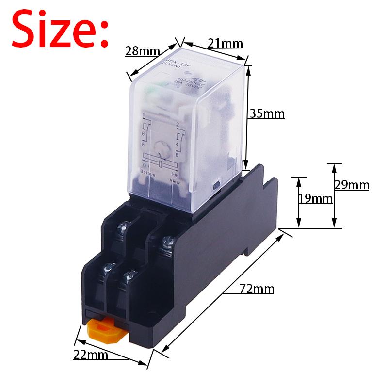 1Set High-Quality AC/DC 6V 12V 24V 36V 48V 110V 220V 380V Coil Power Relay LY2NJ DPDT 8 Pin HH62P JQX-13F With Socket Base Relays 5