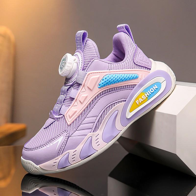 Kids Breathable Mesh Running Shoes With Rotating Hook-and-Loop Closure Boys Girls Outdoor Activity US 11.5
