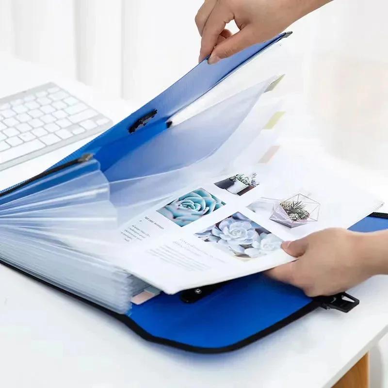 Vertical Organ Bag Thickened A4 File Folder Student Test Paper Data Storage File Bag Office Document Organizer Handheld Folder