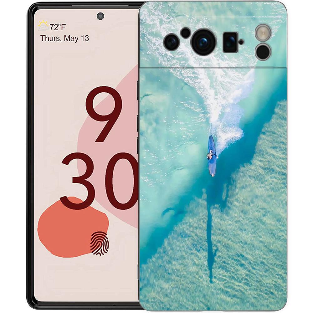 Pretty Blue Sea Fashion Phone Case For Google Pixel 10A 10 9 8 7 6 Pro XL 9A 8A 6A 7A 5G Soft Shockproof TPU Black Cover