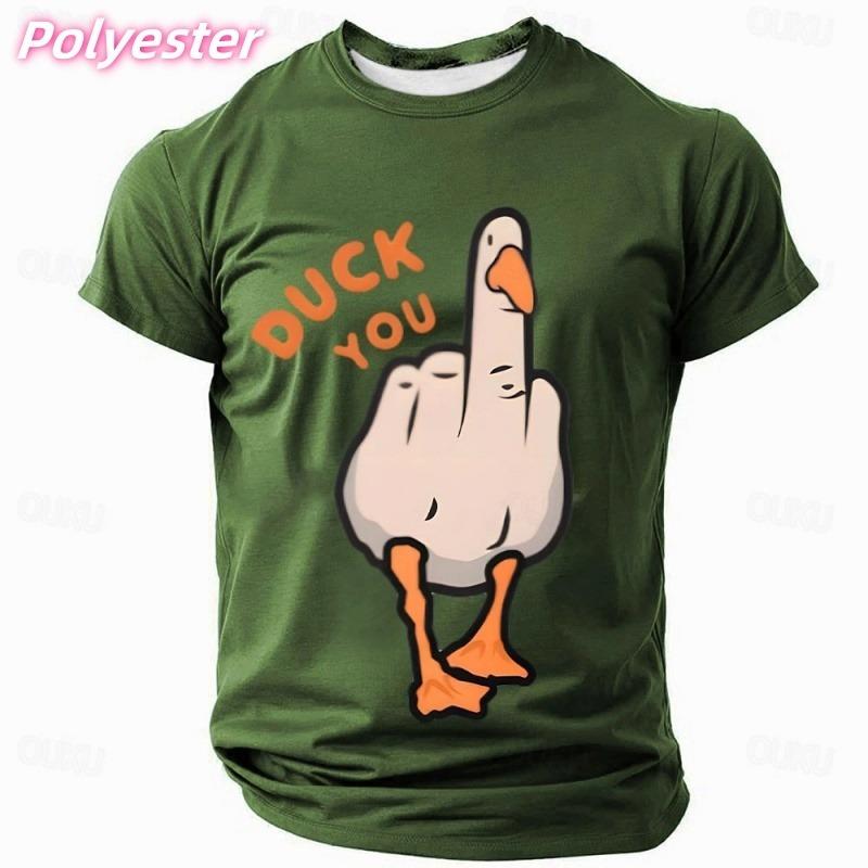 Fun Abstract Pattern T-Shirt For Men Duck You Tees Summer Casual Loose Short Sleeve T Shirts Street Round Neck Tops