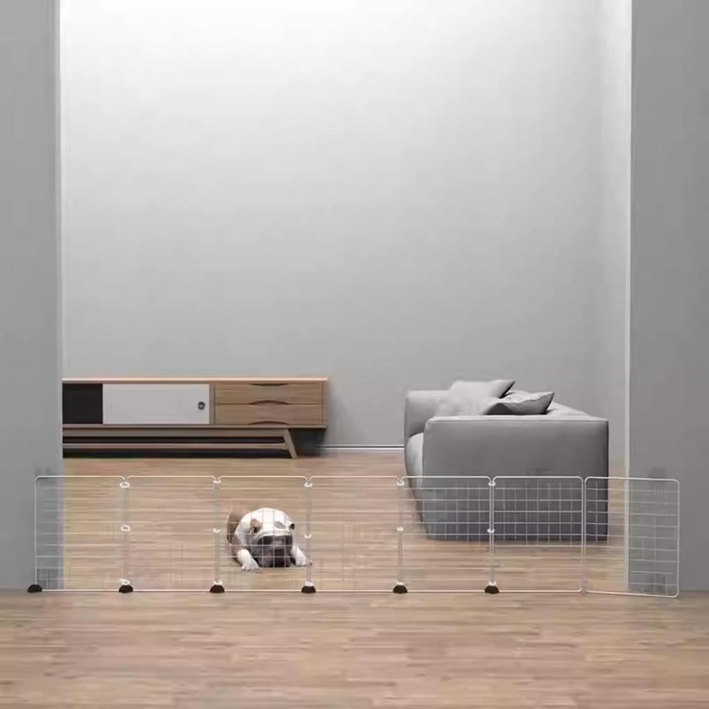 Folding Dog Barrier Black Metal Mesh Indoor Portable Puppy Gate for Home, Indoors 7 Nets