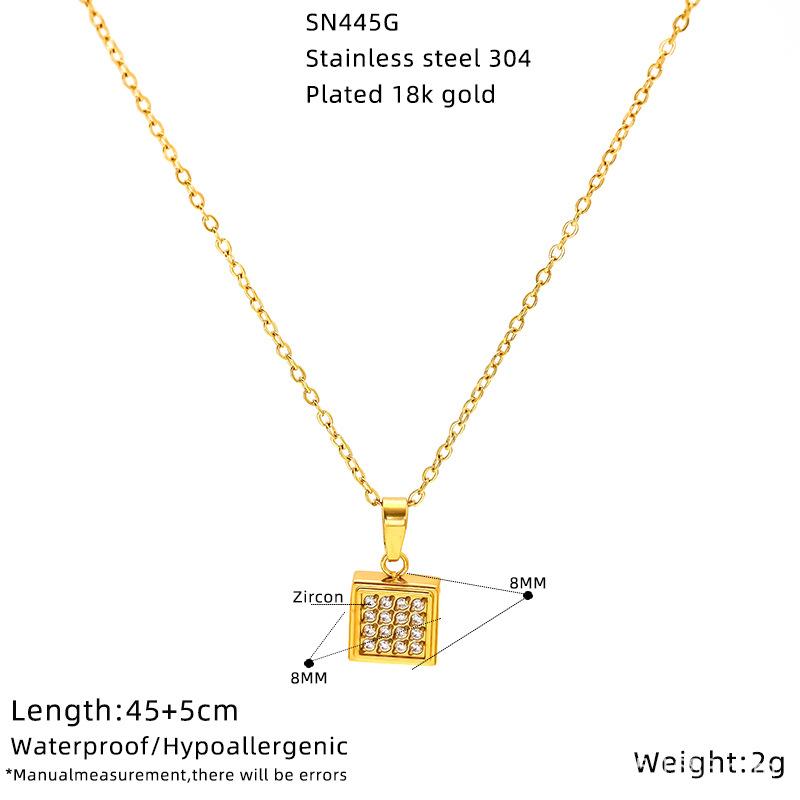 Premium Titanium Steel Necklace Female Simple Pentagram Geometric Diamond Clavicle Chain