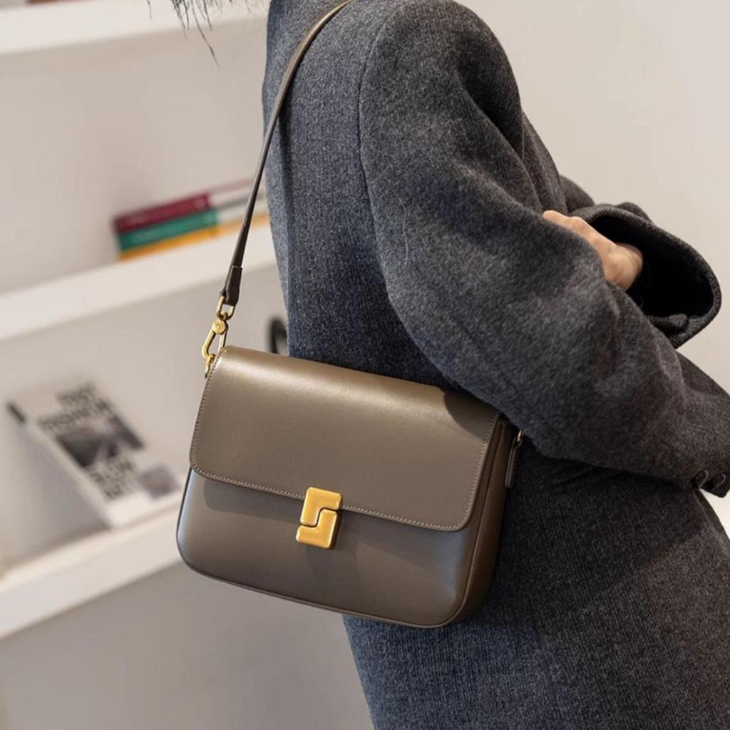 Trendy Autumn/Winter Women's Genuine Leather Tofu Bag - Elegant, High-Quality Shoulder and Crossbody Design