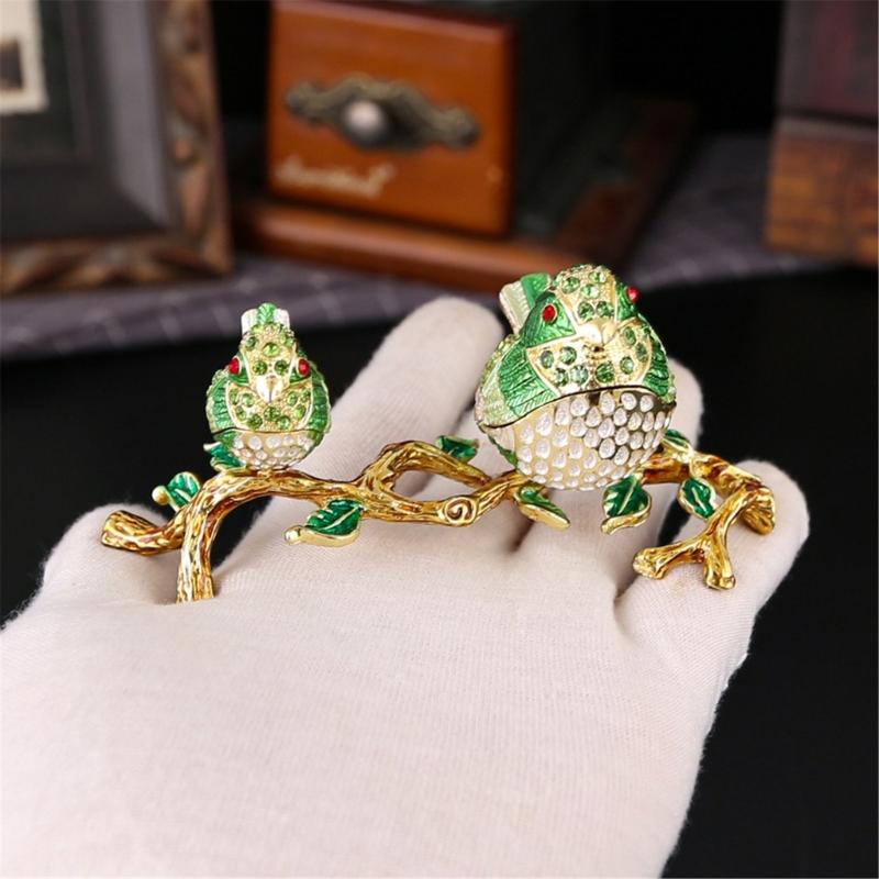 Miniature Bird Treasure Box Hand Painted Exquisite Enamel Design for Your Wedding Gift and New Home Adornment Use