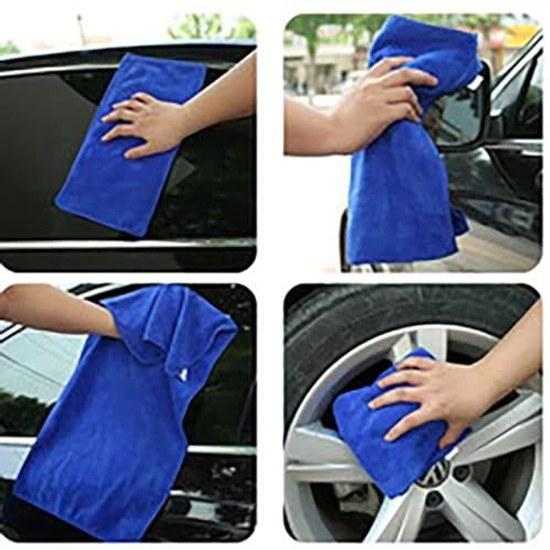 LUYING car wash towel microfiber cloth super absorbent drying wiping dark blue 5-piece set 30x30