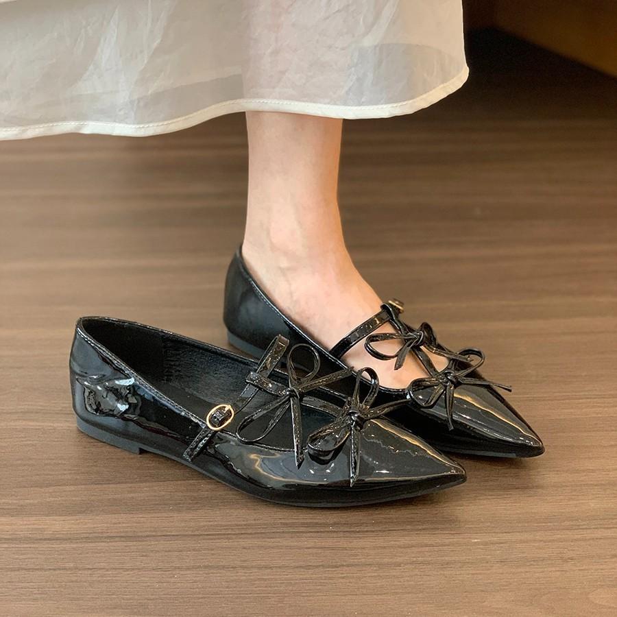 

Pointed sweet princess bow shallow mouth inner height increase red Mary Jane shoes celebrity temperament banquet women s shoes 40 чорний