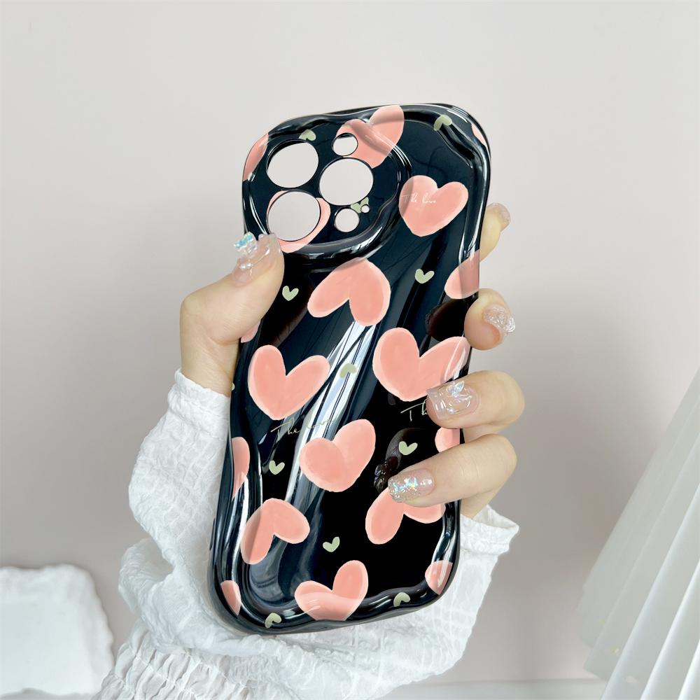 Cartoon Pattern Cream Texture Casing Wavy Edge Soft Silicone Cover Phone Case for IPhone Samsung Huawei Honor Xiaomi Redmi Infinix Tecno
