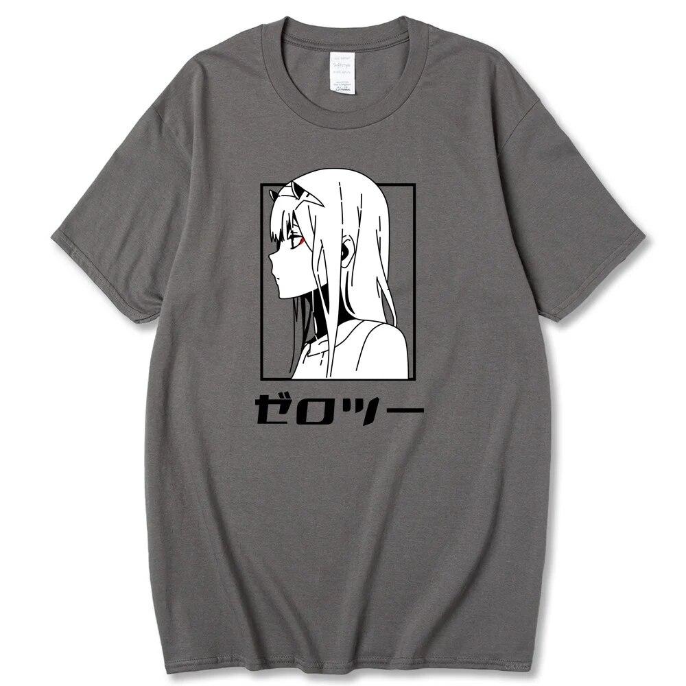 Tricou cu anime japonez Darling In The Franxx unisex Kawaii Cartoon Zero Two Tricou Harajuku Unisex Topuri Unisexga Tricou grafic Bărbați Unisex