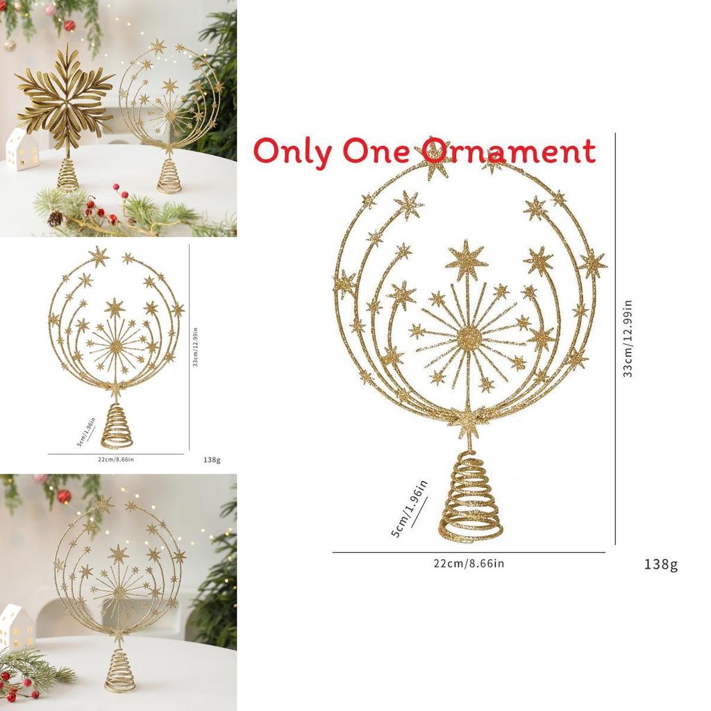 Christmas Tree Topper With Snowflake And Star Iron Art Decoration For Holiday Festivities