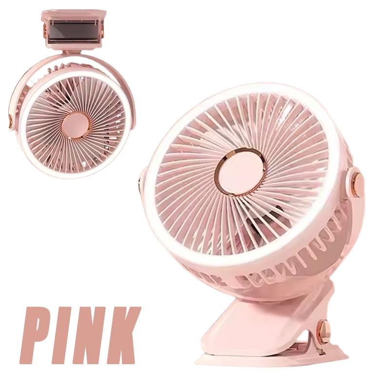 Portable Clip Fan with LED Lights Desk Fan 5 Speed Quiet Rechargeable Mini Table Fan, 360° Rotate Personal Cooling Fan for Home Office