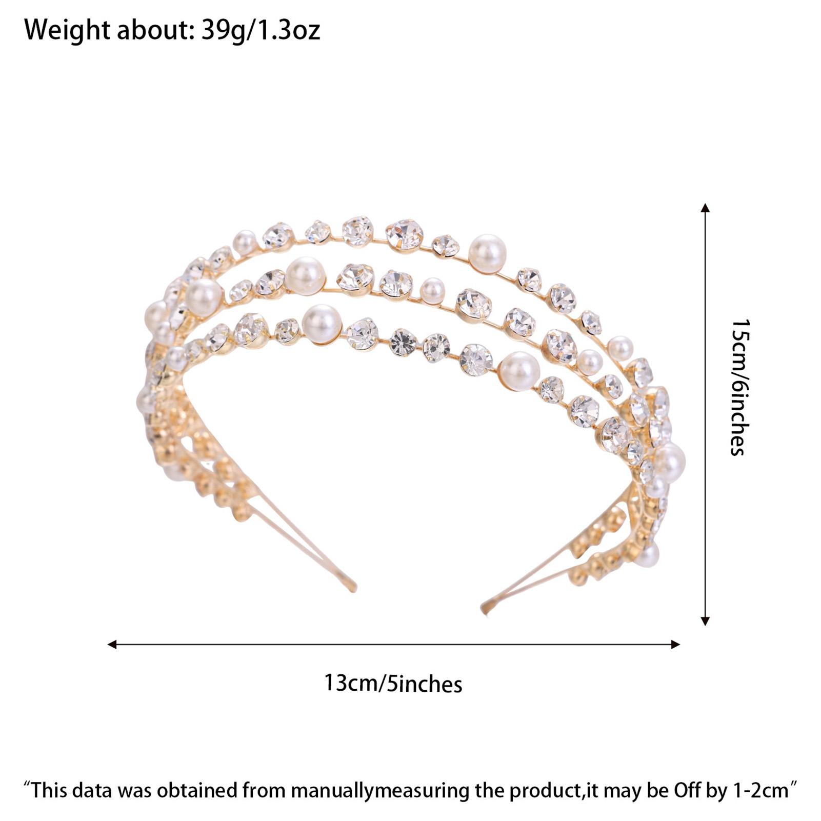 Elegant Sparkling Rhinestone Bridal Headband 3 Layers Pearls Hairbands Light Luxury Hair Hoop Bride Wedding Party Hair Jewelry