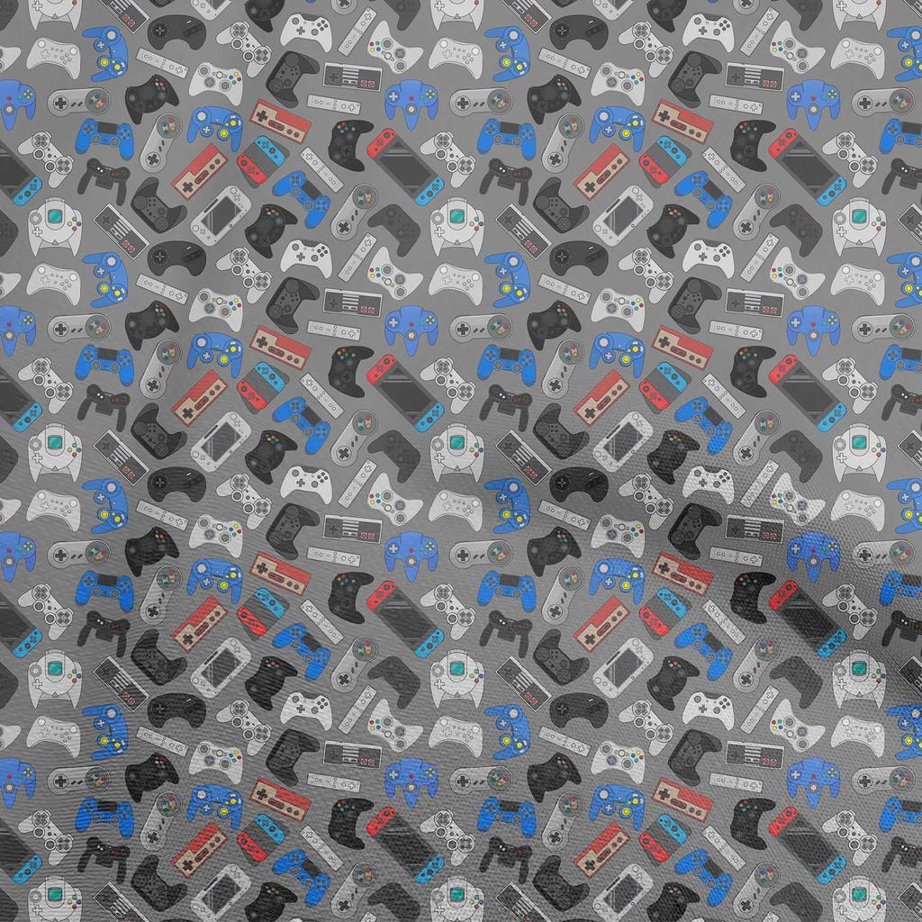 oneOone Cotton Flex Black Fabric Video Game Quilting Supplies Print Sewing Fabric By The Yard 40 Inch