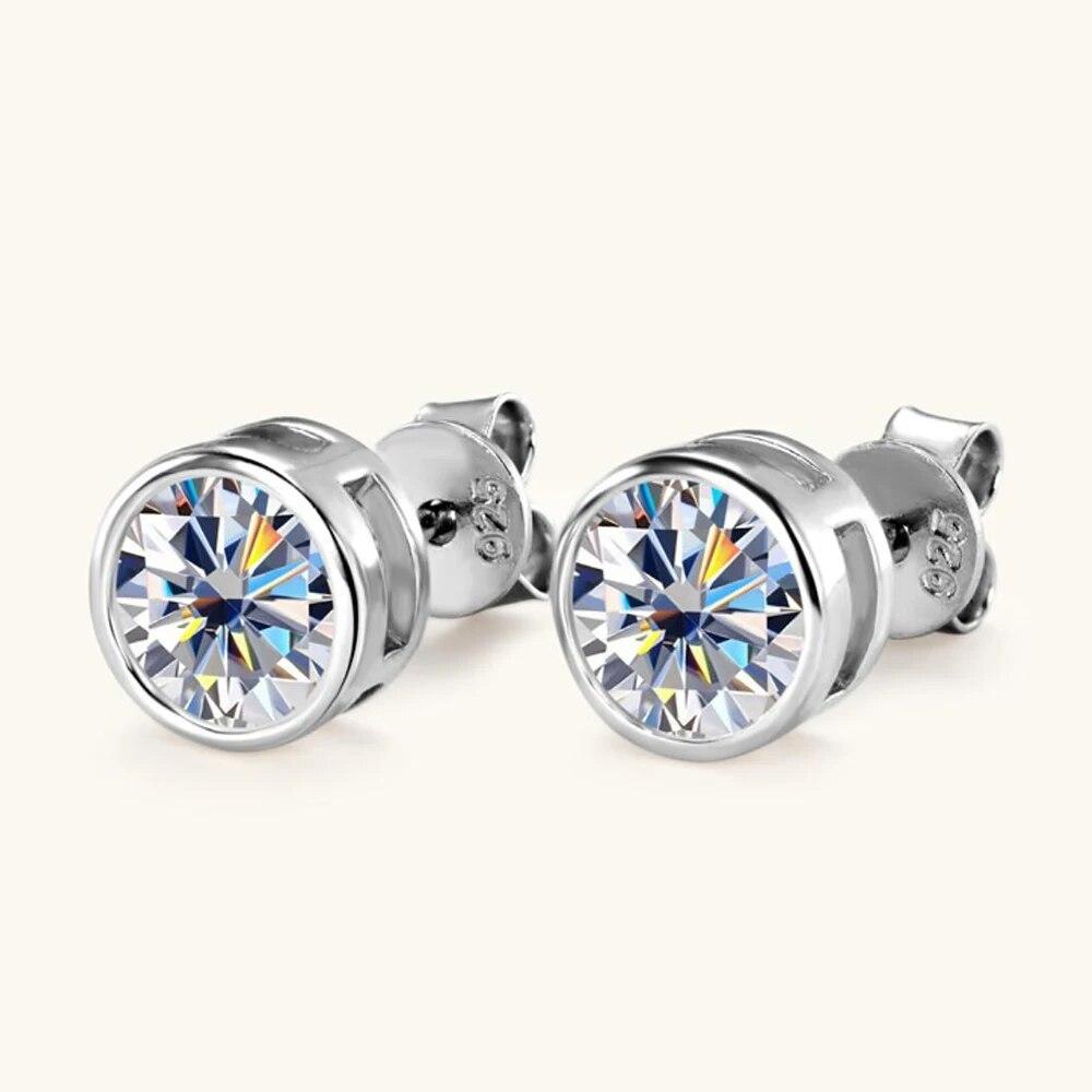 Luxury 925 Silver Moissanite Earring Original Certified Plated 18k Yellow Gold 2ct Diamond Stud Earrings for Women Men Jewelry