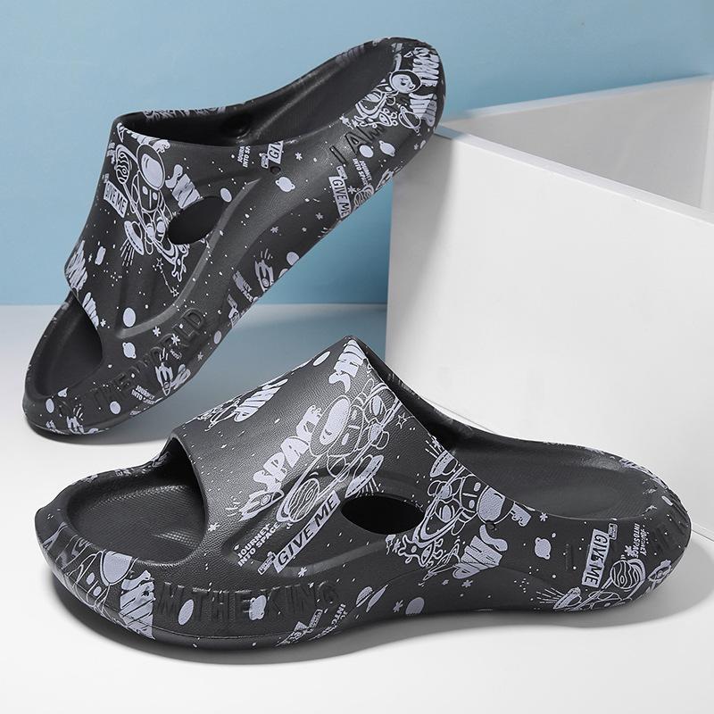 

Модные мужские повседневные пляжные шлепанцы на платформе, сандалии-вьетнамки, лето 2024, новые парные, для дома, мягкие EVA, нескользящие напольные шлепанцы для ванной 36 чёрный