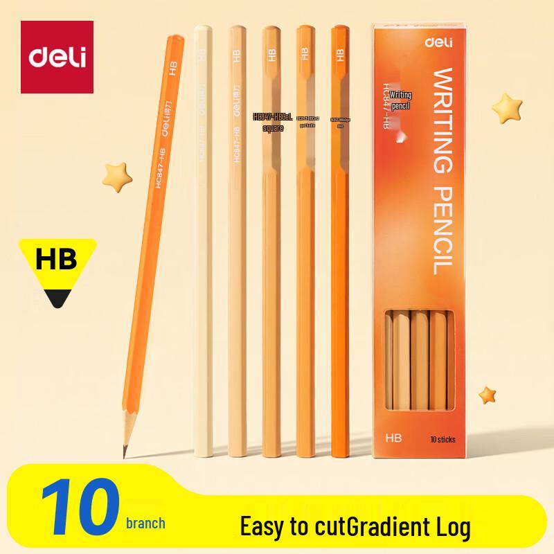 Deli Hexagonal Wood Pencils for Writing & Sketching HB
