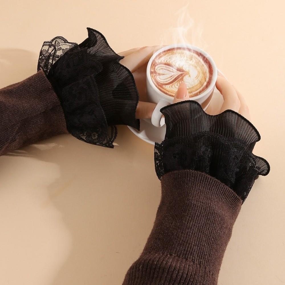 Ruffle False Wrist Cuffs Mesh Lace Fake Cuffs Universal Detachable Sleeves  Halloween