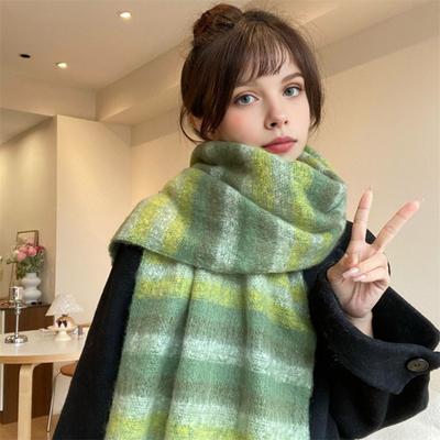 Sciarpa da Donna a Quadri con Effetto Cashmere Sciarpa Morbida con Decorazione a Frange Accessorio per Cappotto Maglione da Viaggio