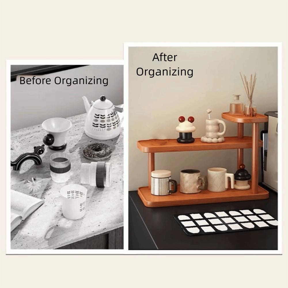 Bamboo Cup Holder Space Saving Doll Figures Model Shelf Durable Cosmetic Storage Tray  Doll Storage