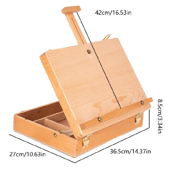 Holz-Malbox Skizzenkasten Staffelei Faltbar Verstellbare Höhe Kunststaffelei Kasten Design mit Mehreren Fächern für Künstler