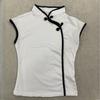 European and American Summer Retro Chinese Style Niche Buckle Women's Slim Fit Cheongsam Collar Top