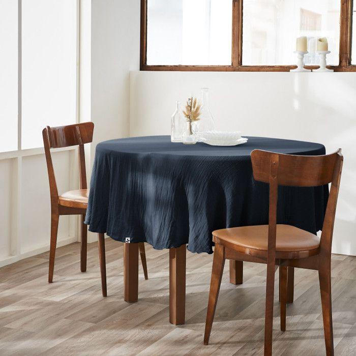 "Gaïa" Tablecloth Rode 180 Cm "Cotton Gauze" - Gaïa Minuit