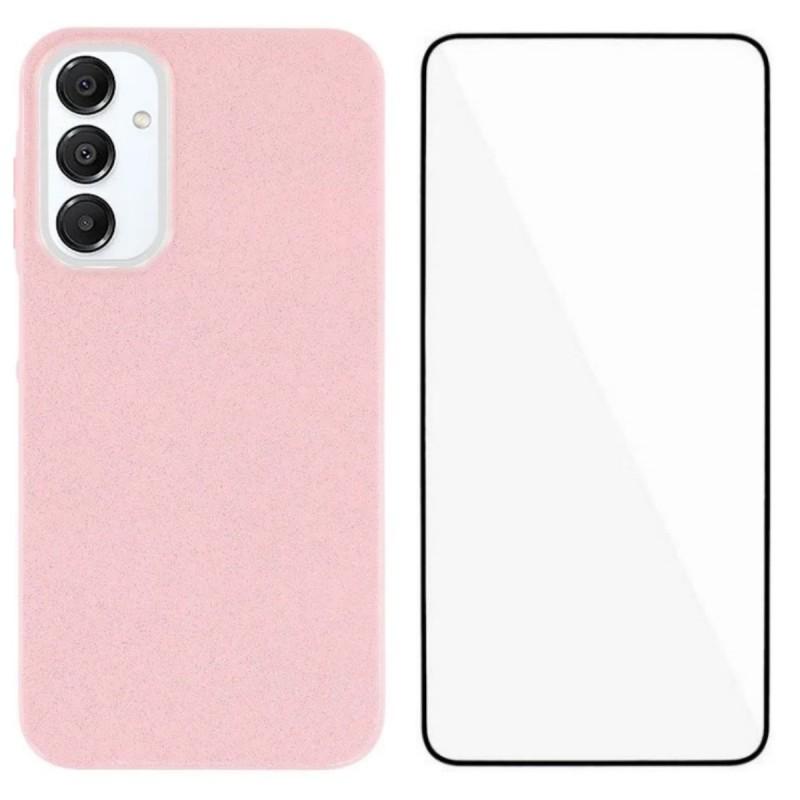 

Для Samsung Galaxy A25 5G (Глобальний) (161,0 x 76,5 x 8,3 мм) Блискучий чохол WANLONFENG серії XL2 IMD TPU чохол для телефону із плівкою із загартованого скла Pink