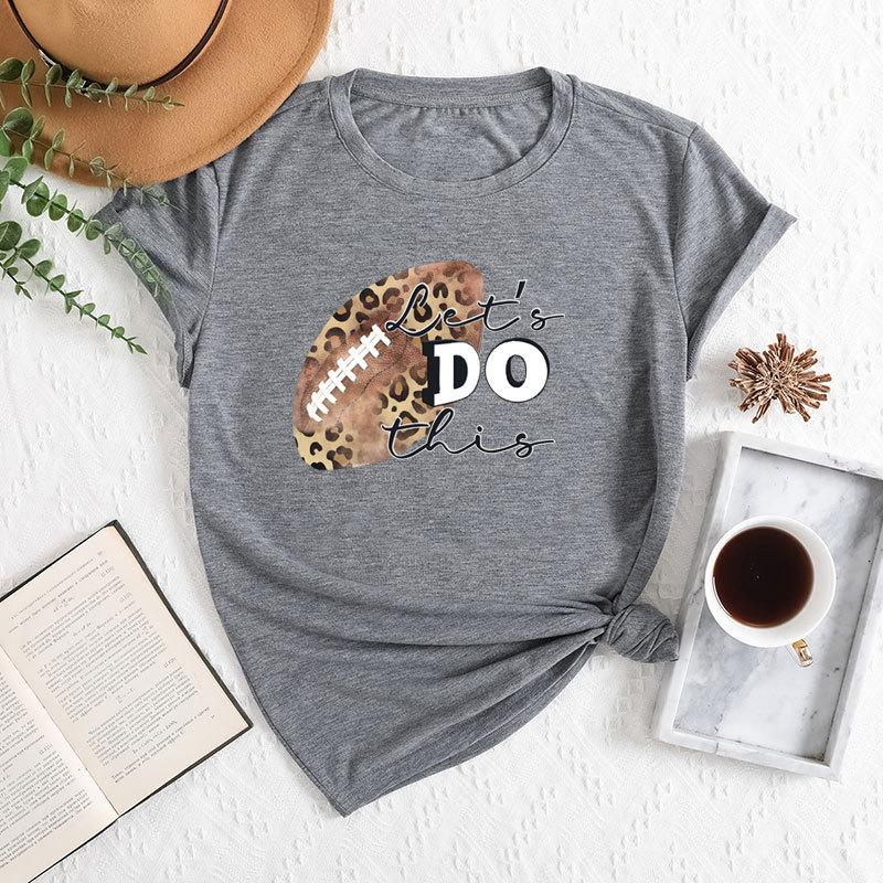 Summer Women's Fashionable Rugby Short Sleeved Casual Loose Cotton Round Neck Top