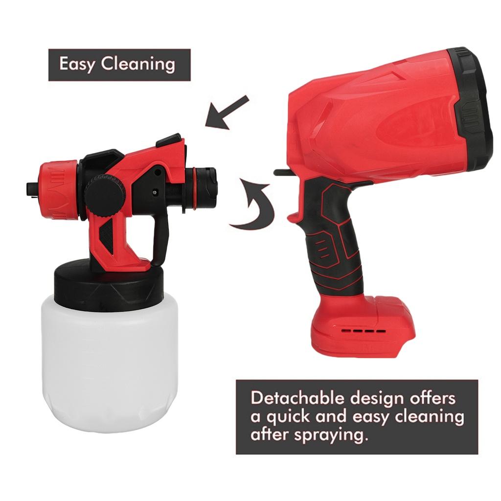 1000W 800ML Cordless Electric Spray Gun High Power Household Paint Sprayer With 3 Nozzle Flow Control Airbrush