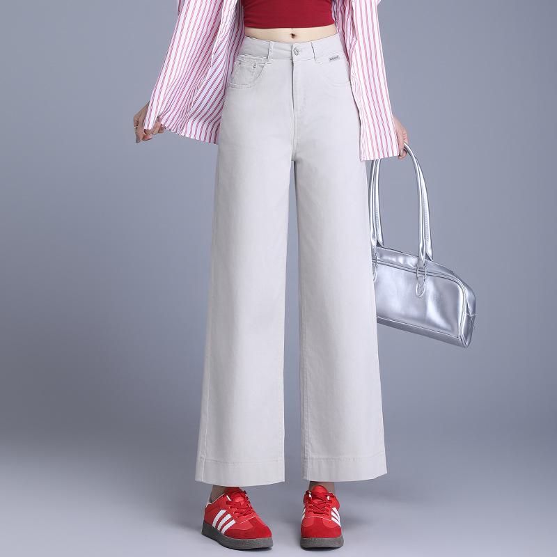 Women's High-Waist Loose Wide-Leg Jeans - Summer 2025, Casual Straight-Leg, Thin Fit for Petite Sizes