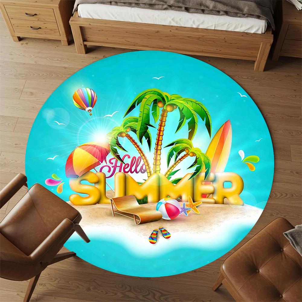 1pc summer beach Round Chair mat office Area Rug - Non-Slip, Floor Mat for Office, Bedroom, Ideal home decor gift c0112060