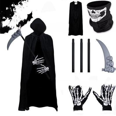 Sada kostýmů Halloween Skeleton Rukavice a Black Cape pro dospělé