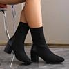 Fashion New Round Toe Sexy Cloth Mid-tube Boots for Winter Comfortable Elegant Large Size Walking Boots for Women